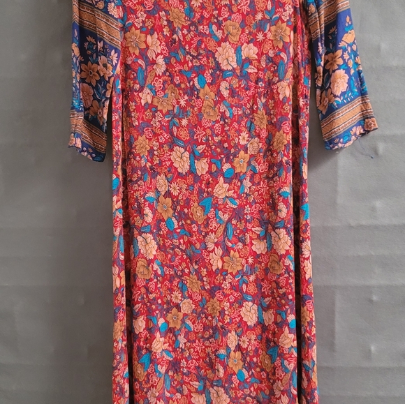 Red Floral Medium Maxi Dress with Ruffle Hem by Ranlege - Picture 9 of 11